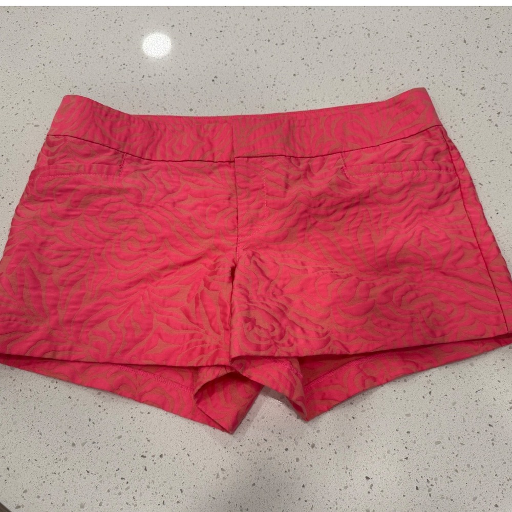 Lilly Pulitzer Callahan Shorts Womens 8 Pink Orange Jacquard Excellent Preppy